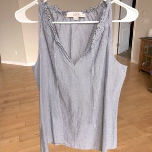 NWOT Loft Gray White Striped Sleeveless Top
